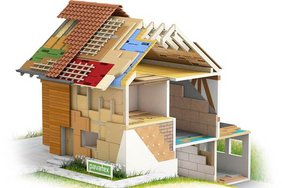 Haus mit Dämmung aus Holzfaserplatten