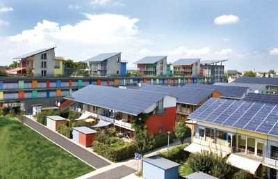 Häuser in der Solarsiedlung in Freiburg