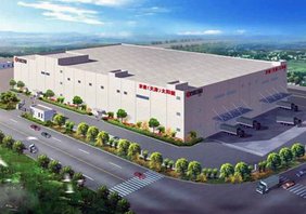 Modell einer neuen Fabrik in Tanjin, China