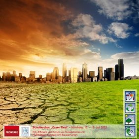 Sonderschau „Green Deal“ – CO2-Effizienz und Schutz vor Klimaextremen mit nachhaltigen Fenstern und Bauelementen. Foto: ift Rosenheim, Fotolia/Kwest