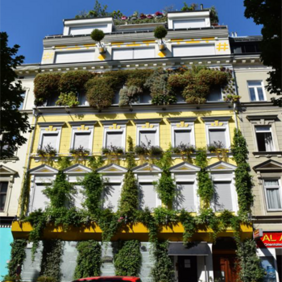 BuGG-Fassadenbegrünung des Jahres 2020: Wohnhaus Hannovergasse in Wien. Foto: Bundesverband GebäudeGrün