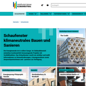 Das neue Gebäudeforum-Portal zeigt die Zukunft des klimaneutralen Bauens und Sanierens. Foto: Screenshot Schaufenster klimaneutrales Bauen und Sanieren
