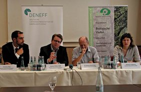 Pressekonferenz mit Christian Noll, Carsten Müller, Helmut Röscheisen und Steffi Langkamp